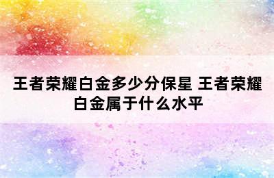 王者荣耀白金多少分保星 王者荣耀白金属于什么水平